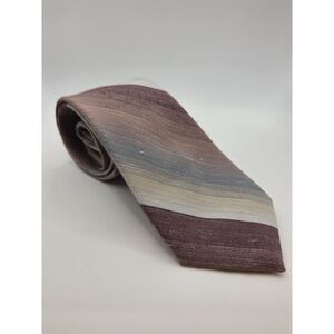 Vtg Paco Rabanne Paris Tie Textured Brown Slate Stripe Men's Necktie